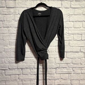 J. Crew Women's Charcoal Wrap‎ Top Small